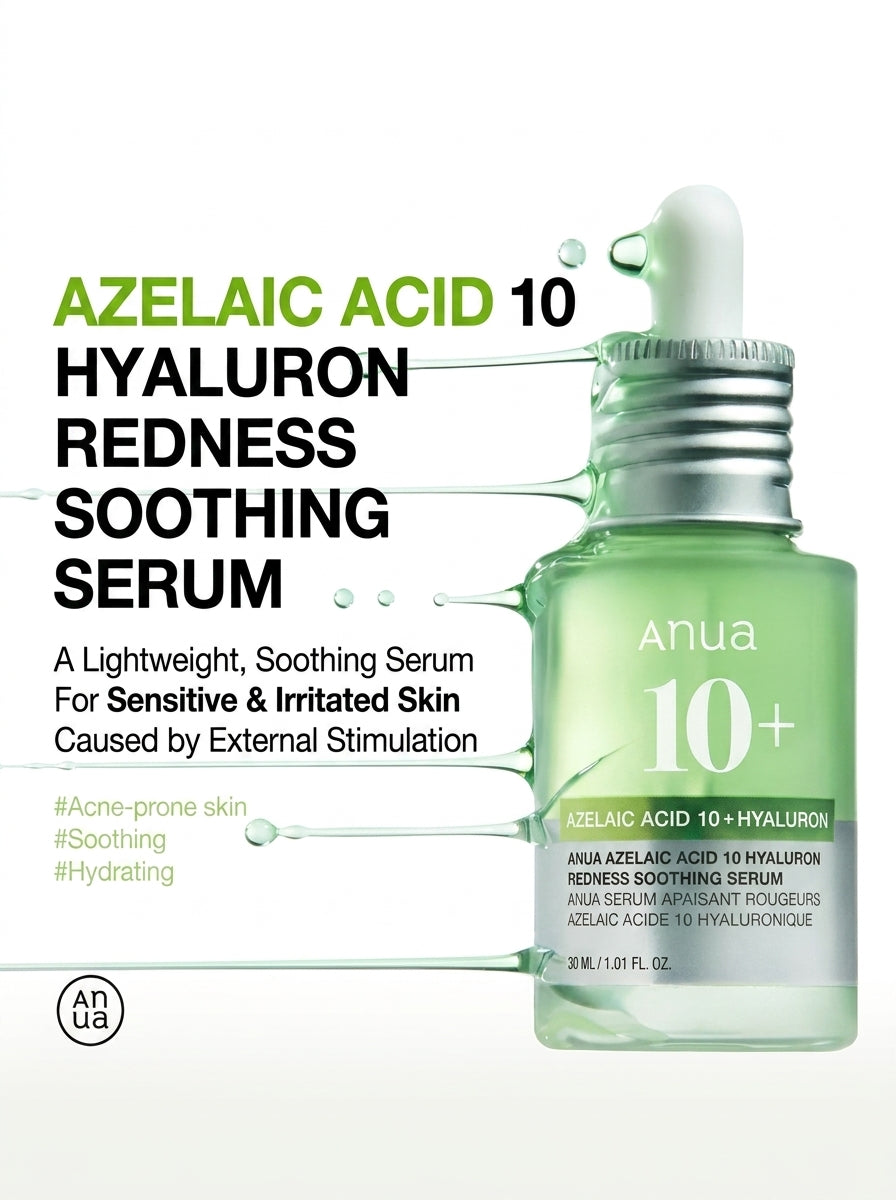 ANUA AZELAIC ACID 10+ HYALURON REDNESS SOOTHING SERUM - 30 ML