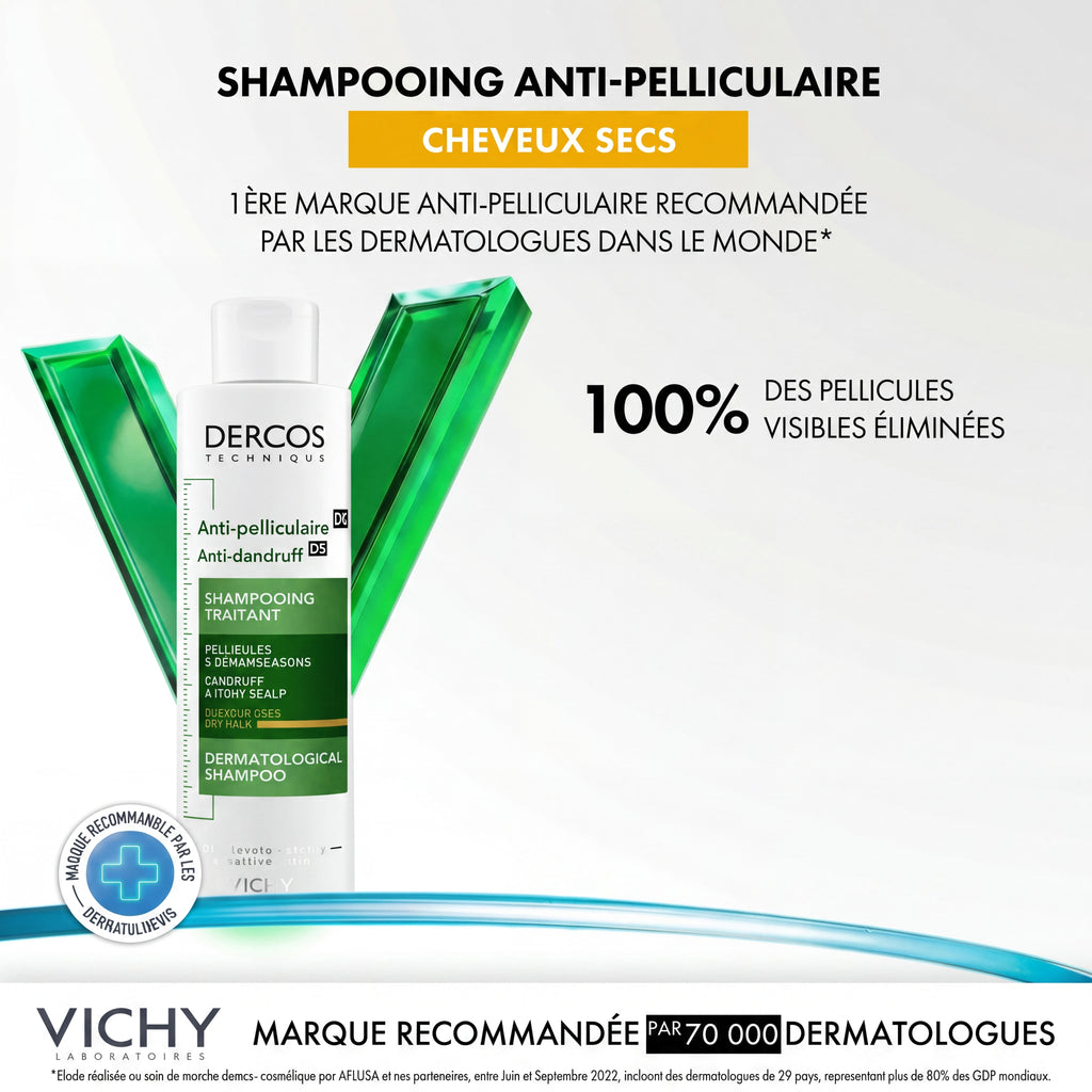 DERCOS SHAMPOOING ANTI-PELLICULAIRE DS CHEVEUX SECS 200 ML