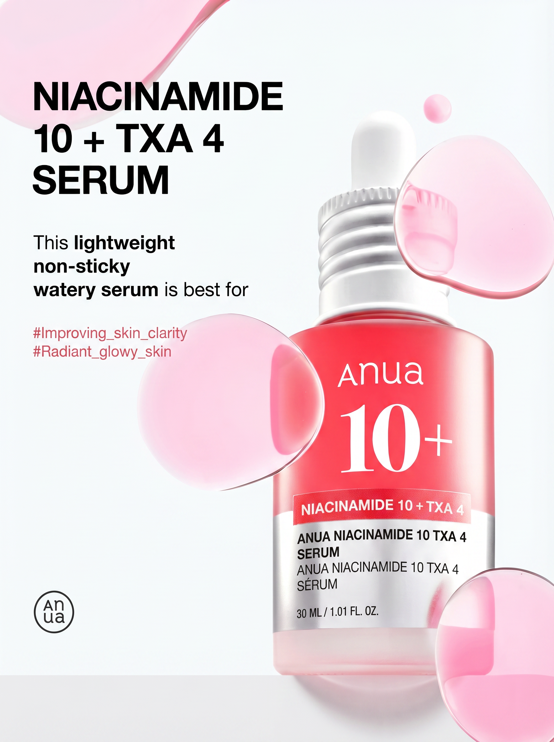 ANUA NIACINAMIDE 10% + TXA 4% SÉRUM ANTI-TACHES & ÉCLAT – 30 ML